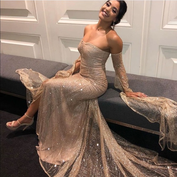 jocelina gold glitter gown